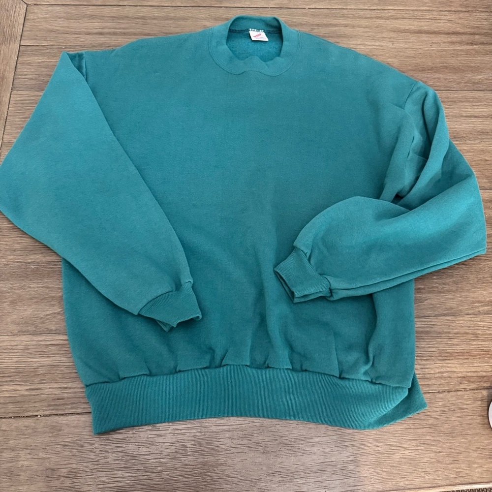 Vintage Jerzees Sweatshirt Adult Xl Green Crew Neck Basic Blank Plain USA 90s